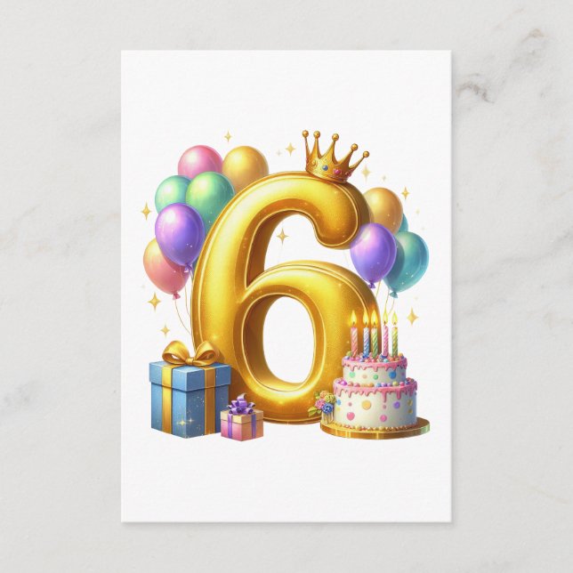 Golden 6th Birthday Enclosure Card (Front)