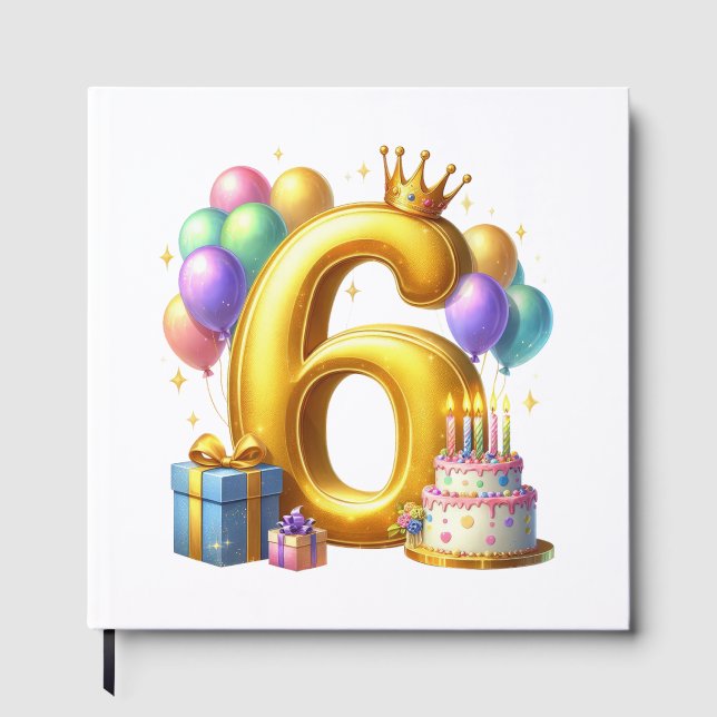 Golden 6th Birthday Guest Book (Front)