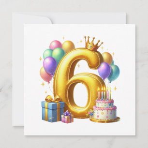 Golden 6th Birthday Invitation