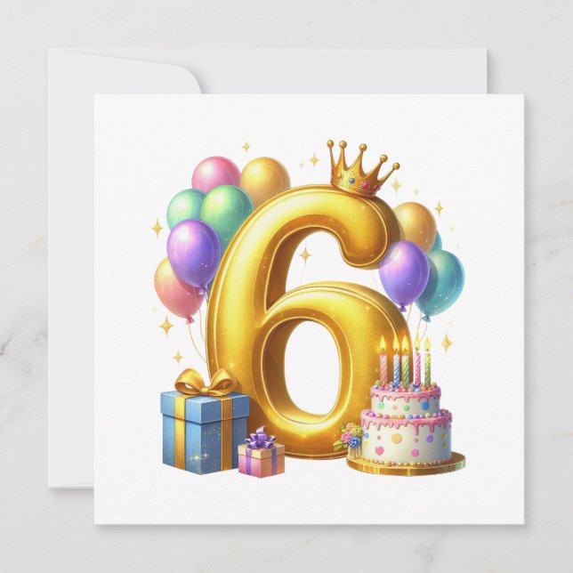 Golden 6th Birthday Invitation (Front)