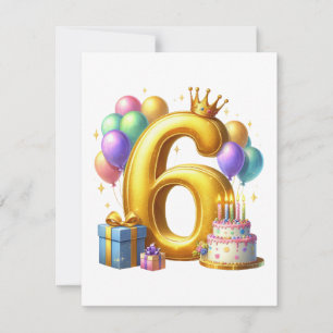 Golden 6th Birthday Invitation