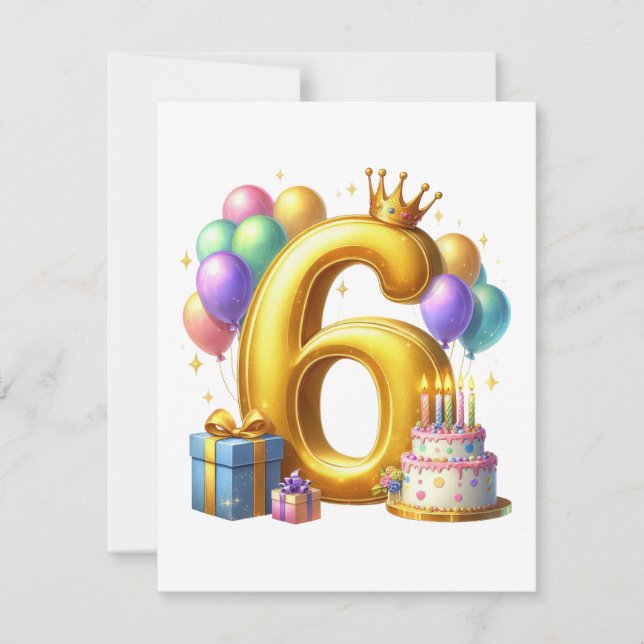 Golden 6th Birthday Invitation (Front)