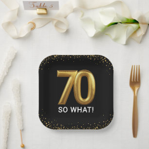 Golden 70 So What Funny Birthday Party Paper Plate