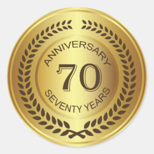 Golden 70th Anniversary with laurel wreath Sticker
