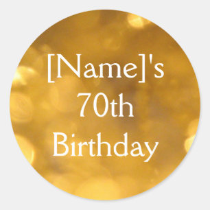 Golden 70th Birthday Sticker