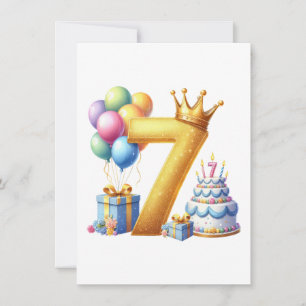 Golden 7th Birthday Card