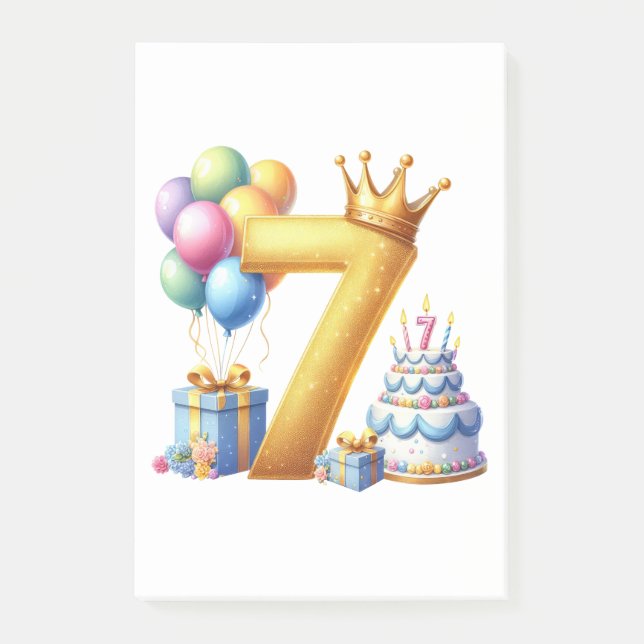 Golden 7th Birthday Post-it Notes (Front)