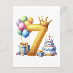 Golden 7th Birthday Postcard