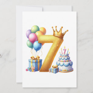 Golden 7th Birthday Thank You Card