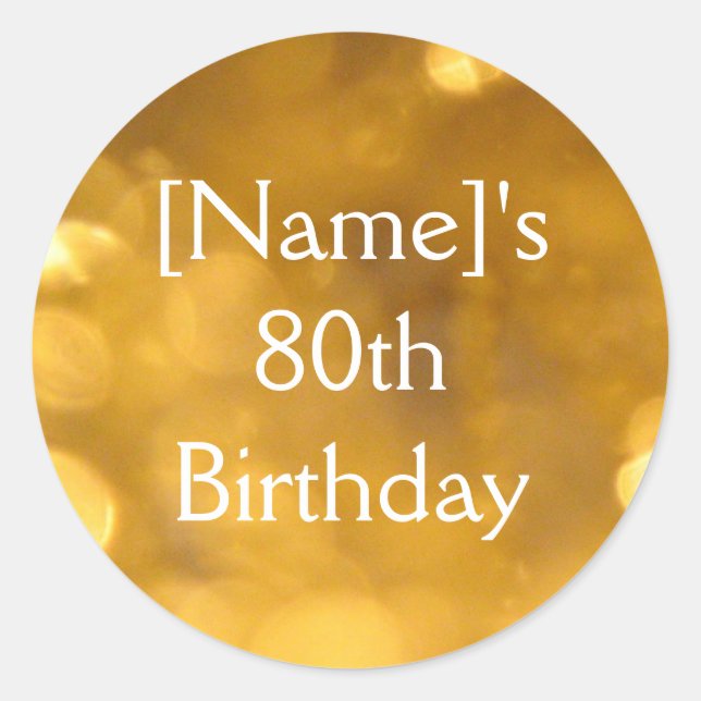 Golden 80th Birthday Sticker (Front)