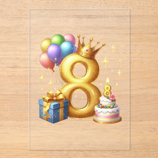 Golden 8th Birthday Acrylic Invitations