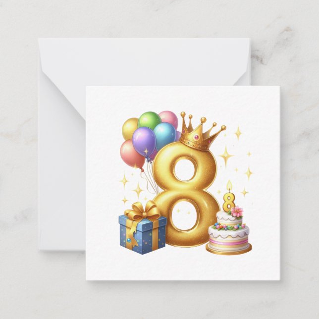 Golden 8th Birthday Card (Front)
