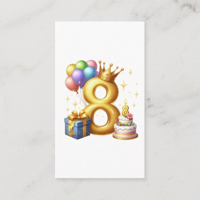 Golden 8th Birthday Enclosure Card (Front)