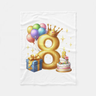Golden 8th Birthday Fleece Blanket