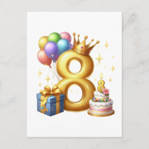 Golden 8th Birthday Holiday Postcard