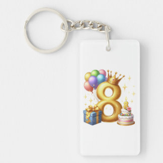 Golden 8th Birthday Key Ring