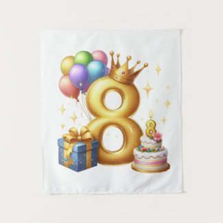 Golden 8th Birthday Tapestry