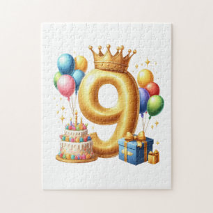 Golden 9th Birthday Jigsaw Puzzle