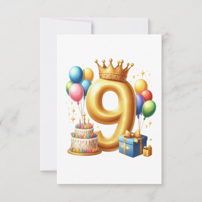 Golden 9th Birthday RSVP Card (Front)