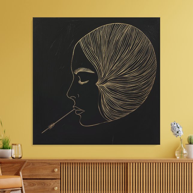 Golden Abstract Art Prints (Insitu(LivingRoom))