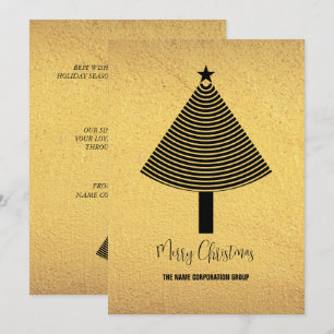 Golden abstract Christmas tree business Invitation