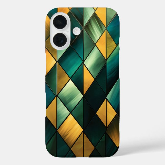 Golden Abstract Green Geometric  Case-Mate iPhone Case (Back)
