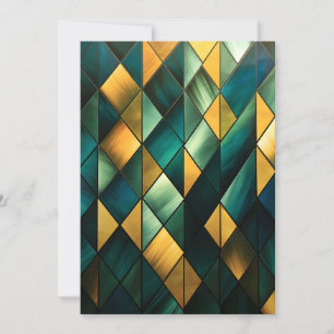 Golden Abstract Green Geometric Holiday Card