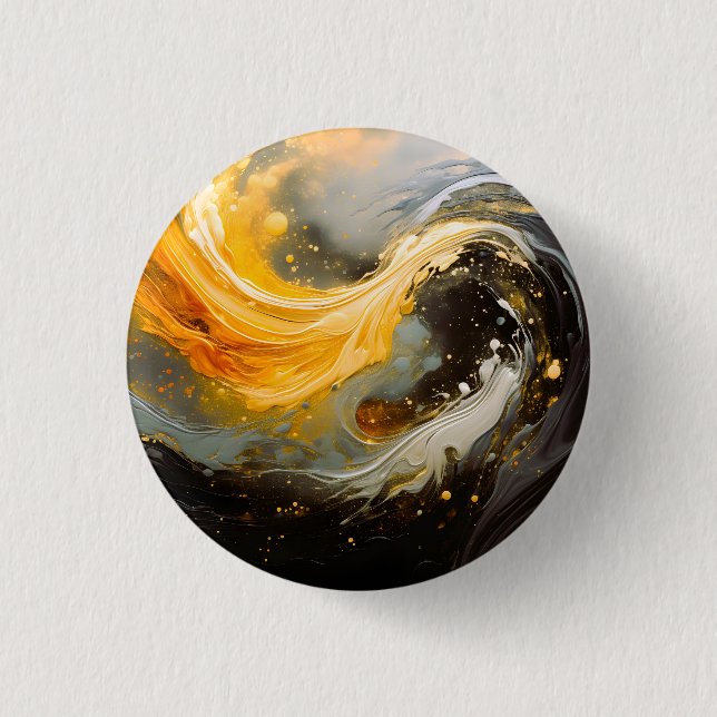 Golden Abstract Marble Modern Waves 3 Cm Round Badge (Front)