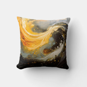 Golden Abstract Marble Modern Waves Cushion