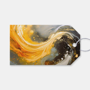 Golden Abstract Marble Modern Waves Gift Tags