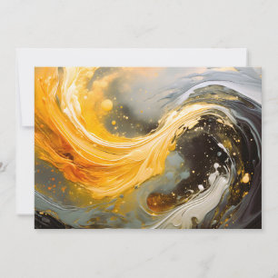 Golden Abstract Marble Modern Waves Holiday Card