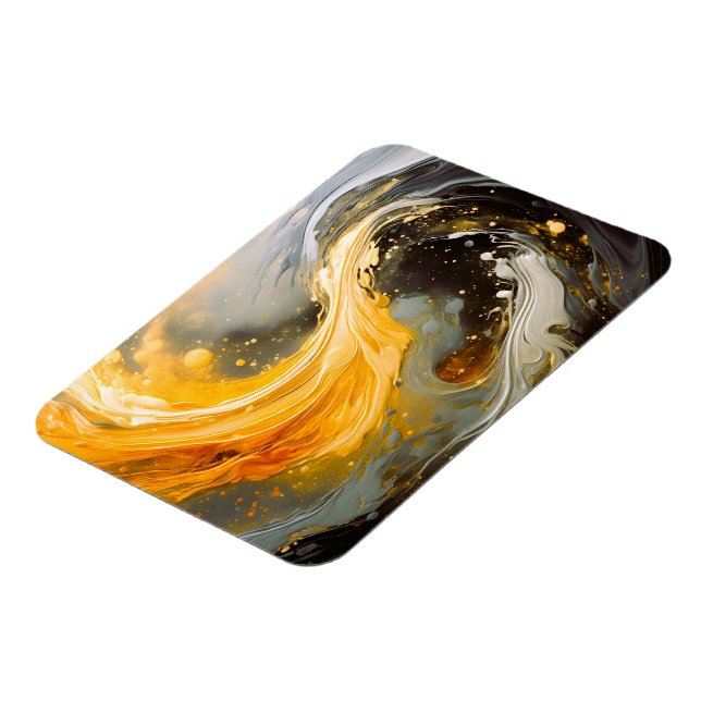 Golden Abstract Marble Modern Waves Magnet (Left Side)
