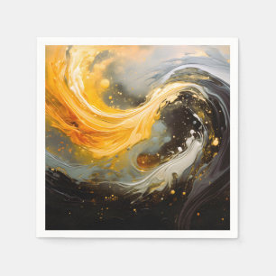 Golden Abstract Marble Modern Waves Napkin