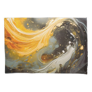 Golden Abstract Marble Modern Waves Pillowcase