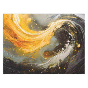 Golden Abstract Marble Modern Waves Tablecloth