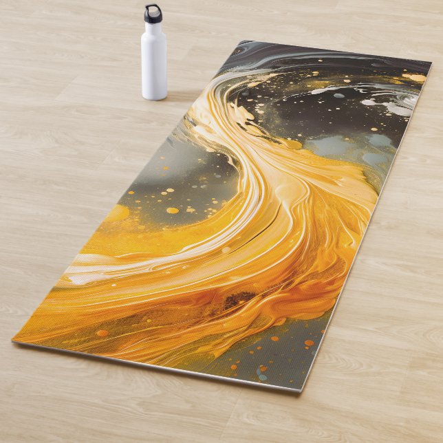 Golden Abstract Marble Modern Waves Yoga Mat (In Situ)
