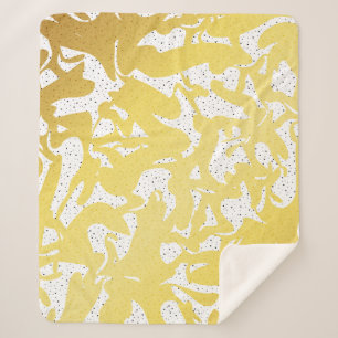 Golden Abstract Marble with Dots Pattern Sherpa Blanket