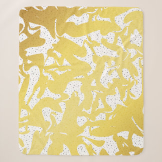 Golden Abstract Marble with Dots Pattern Sherpa Blanket