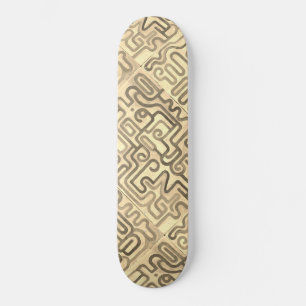 Golden Abstract Maze Ethnic Tribal Gold Cool Artsy Skateboard