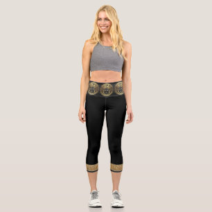 Golden Abstract Medusa Capri Leggings