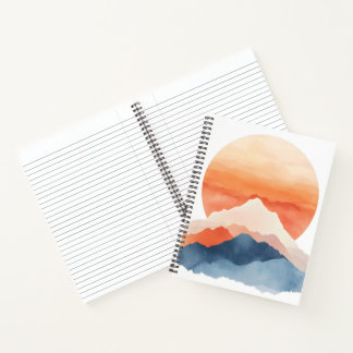 Golden Abstract Mountain Peak Sunrise Notebook