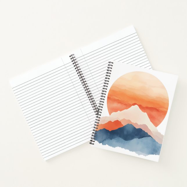 Golden Abstract Mountain Peak Sunrise Notebook (Inside)