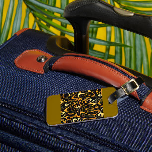 Golden Abstract Swirl Pattern Luggage Tag
