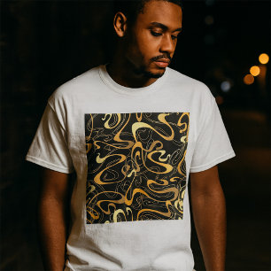 Golden Abstract Swirl Pattern T-Shirt