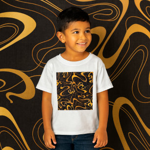 Golden Abstract Swirl Pattern T-Shirt