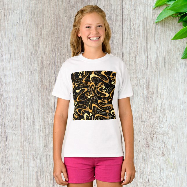 Golden Abstract Swirl Pattern T-Shirt (Creator Uploaded)