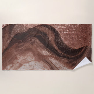 Golden Abstract Texture With Glitter Details ✨ Beach Towel