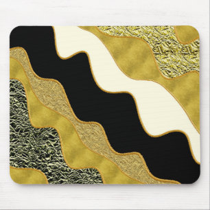 Golden Abstract Wave Modern Gold Glam Trendy Mouse Mat