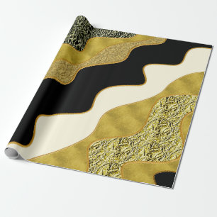 Golden Abstract Wave Modern Gold Glam Trendy Wrapping Paper