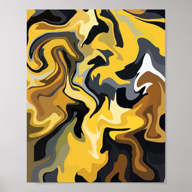 Golden Abstract Waves  Poster (Front)